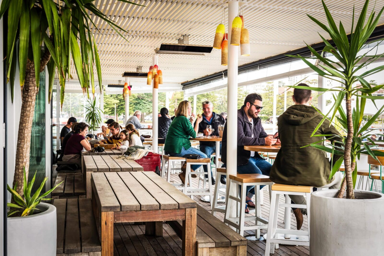 Ceiling Mounted Outdoor Heater at Sydney Manly Wharf Platinum Electric in Black - Commercial